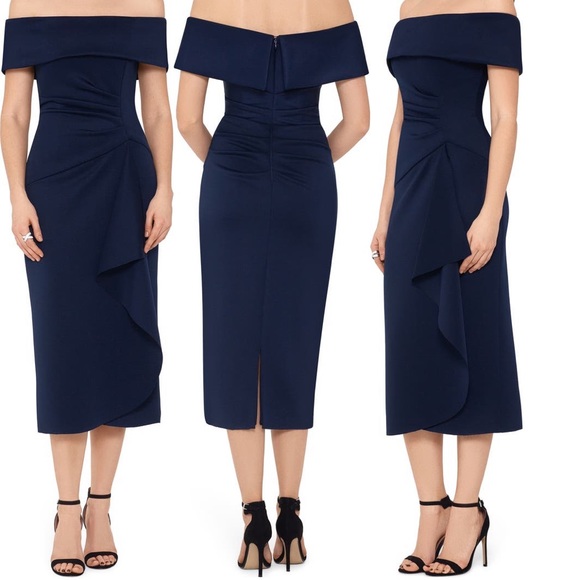 Nordstrom Off the Shoulder Cocktail Dress in Navy - Picture 1 of 1